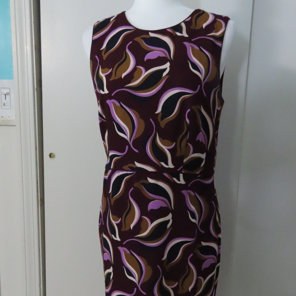 Ann Taylor Maroon, Yellow Sheath Dress, Size 8